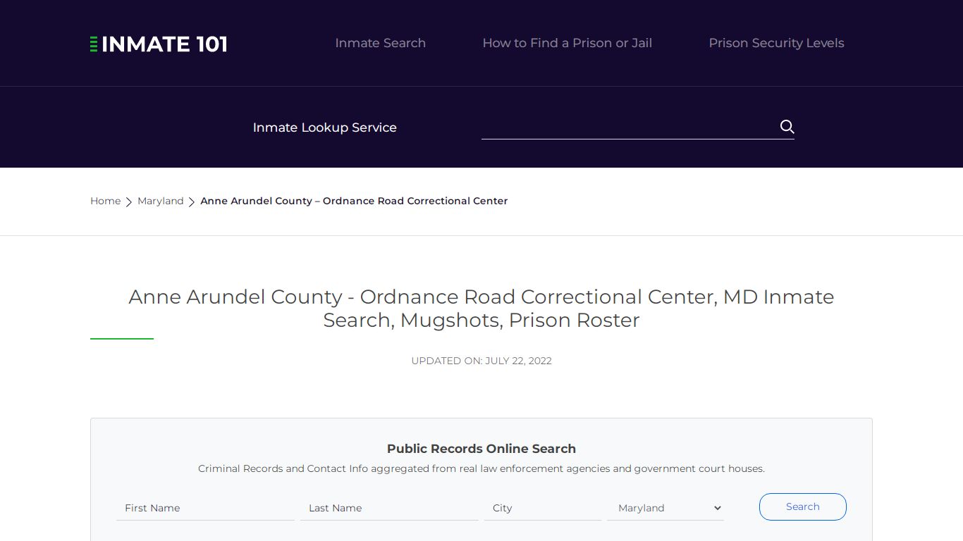 Anne Arundel County - Inmate Locator | Inmate Lookup